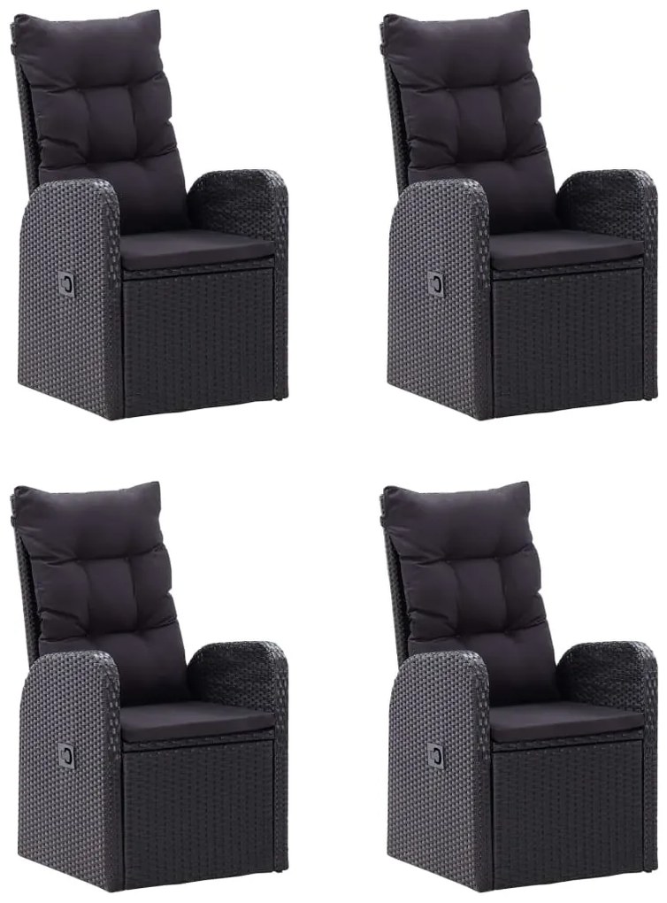 Set mobili da pranzo per giardino 5 pz nero