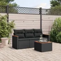 Set Divani da Giardino 4 pz con Cuscini Nero in Polyrattancod mxl 89038