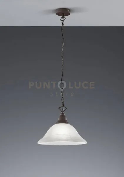 Country sospensione 1 luce  vetro e metallo ruggine 33,5cm attacco e27