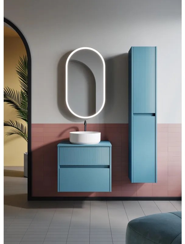 Mobile da bagno sotto lavabo Niwa blu pacifico laccato opaco L 59.5 x H 50 x P 45.5 cm 2 cassetti, lavabo non incluso