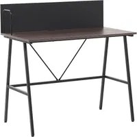 Scrivania Home Office Top in legno scuro 100 x 50 cm con struttura in metallo verniciato a polvere Nero