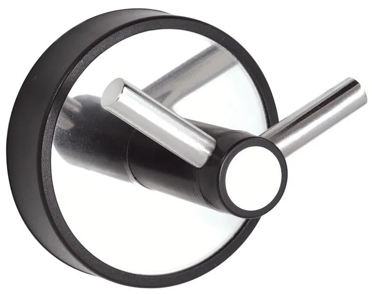 Kamalu - Appendino bagno doppio gancio in acciaio inox lucido e dettagli in ABS nero | NICO-N
