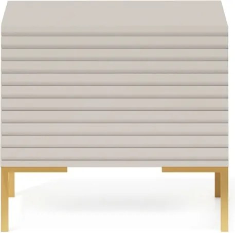 Comodino Cannettato 46 Cm 1 Anta Tortora Piedini Oro Zenith