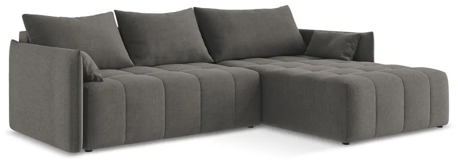 Divano angolare grigio scuro allungabile/con contenitore (con penisola a destra/con chaise lounge) Moku – Makamii