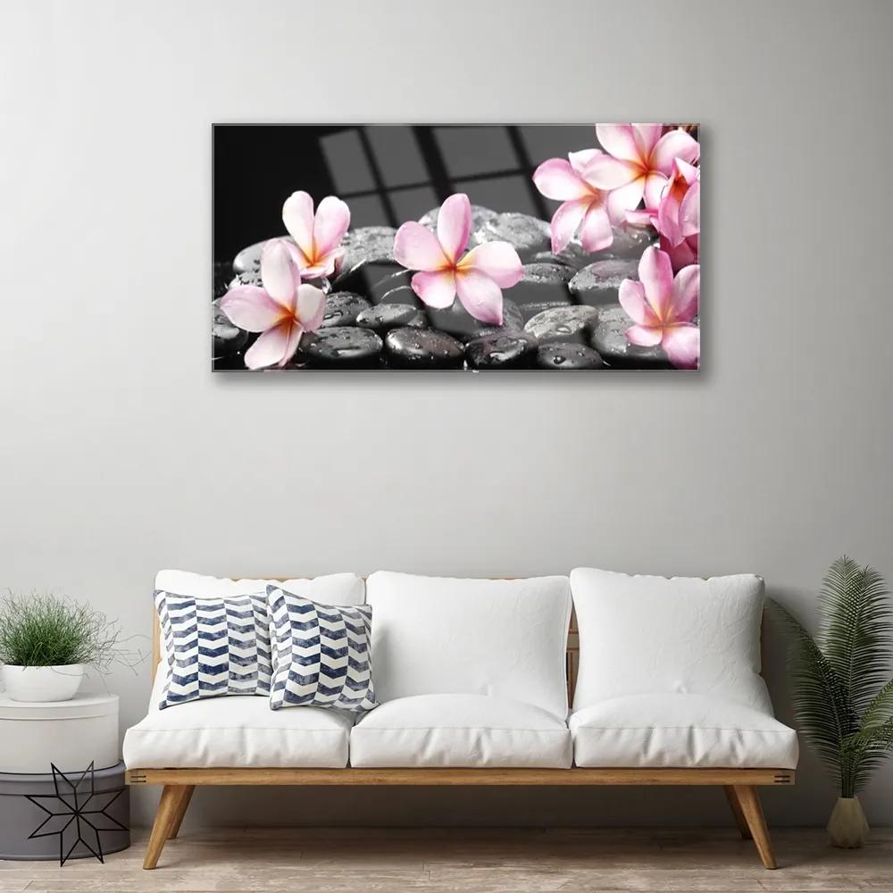 Quadro acrilico Fiore di Plumeria sul muro 100x50 cm