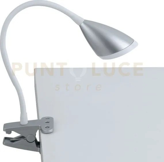 Lampada da lettura led hegel argento con pinza 3,7w 450lm 4000k 9,5...