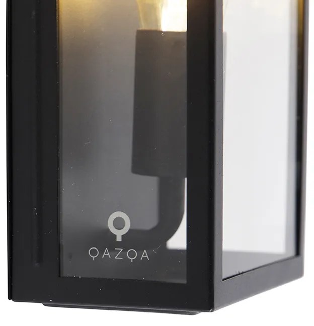 Lampada da parete esterna industriale nera IP44 con vetro - Rotterdam