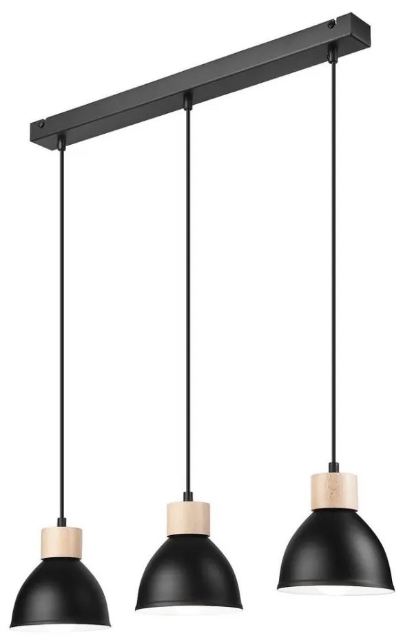 Lampadario a sospensione con filo NICO 3xE27/60W/230V nero