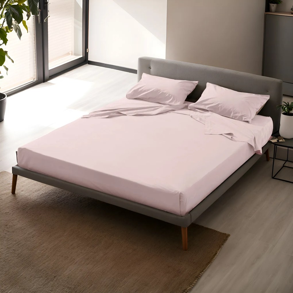 Completo letto matrimoniale rosa in raso