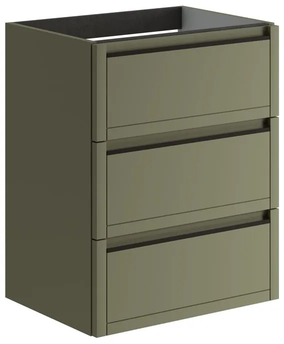 Mobile da bagno sospeso sotto lavabo L 59.5 x H 78 x P 45.5 cm verde salvia opaco, 3 cassetti TRATTO