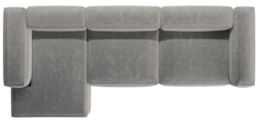 Divano angolare grigio chiaro (con penisola a sinistra/con chaise lounge) con rivestimento in velluto a coste Bergamo – Cosmopolitan Design