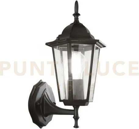 Applique up milano nera 1 luce attacco e27 ip44 17x20,8x36cm allumi...
