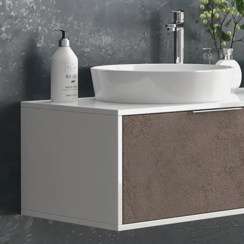 Kamalu - Mobile bagno 150 cm bicolore con 2 cassetti scorrevoli SPR-150C