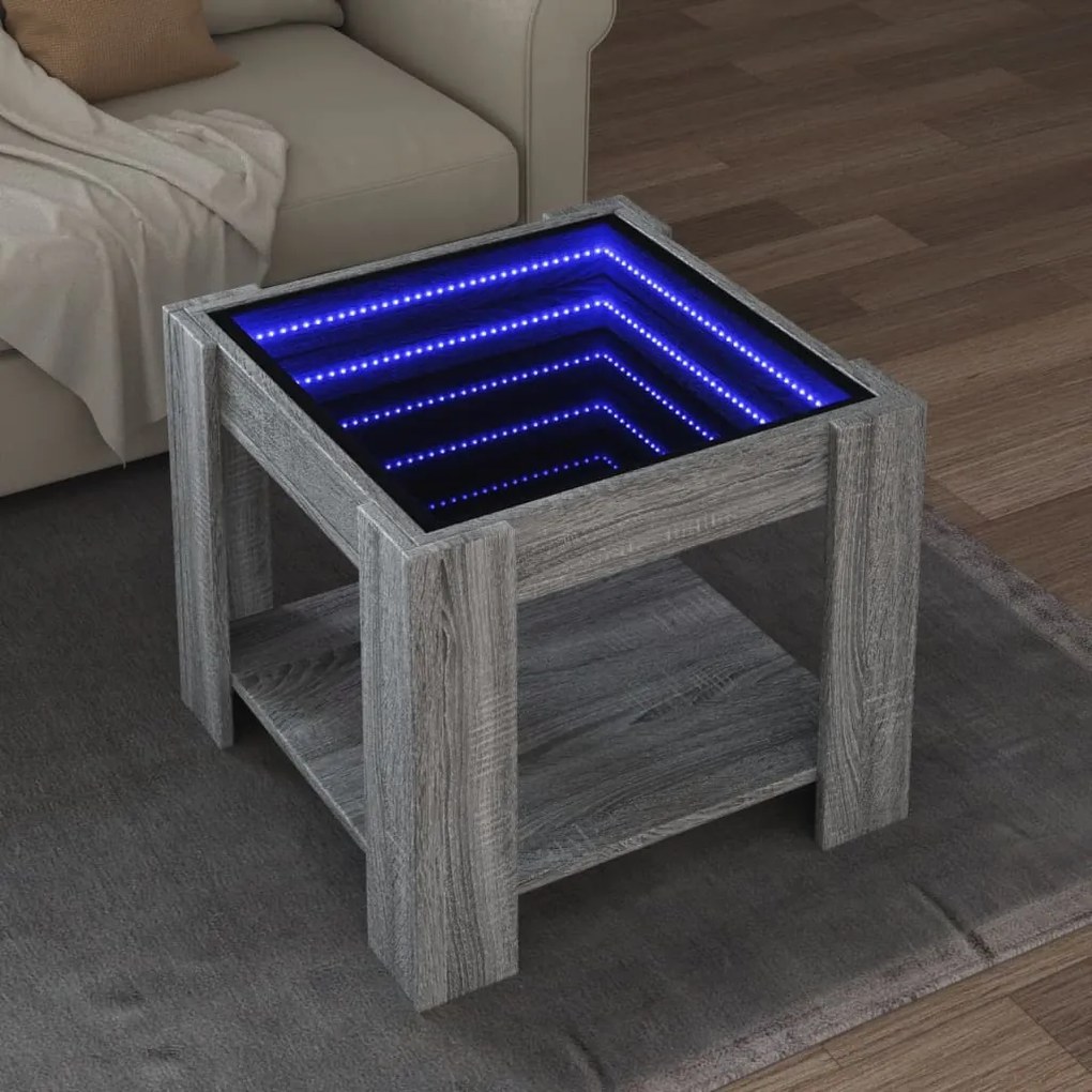 Tavolino Salotto Con Led Grigio Sonoma 53x53x45 Cm Multistrato /