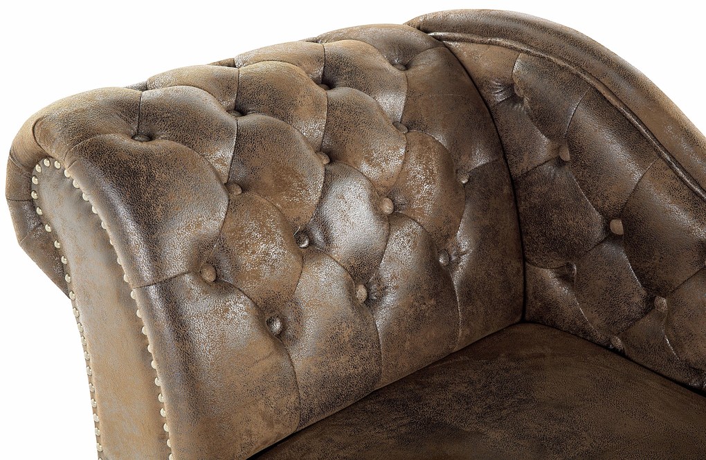 Chaise longue vintage sinistra in pelle sintetica marrone NIMES Beliani