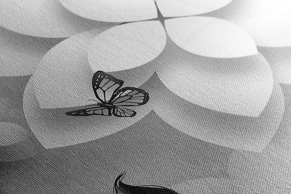 Stampa su tela – Fiori astratti in bianco e nero