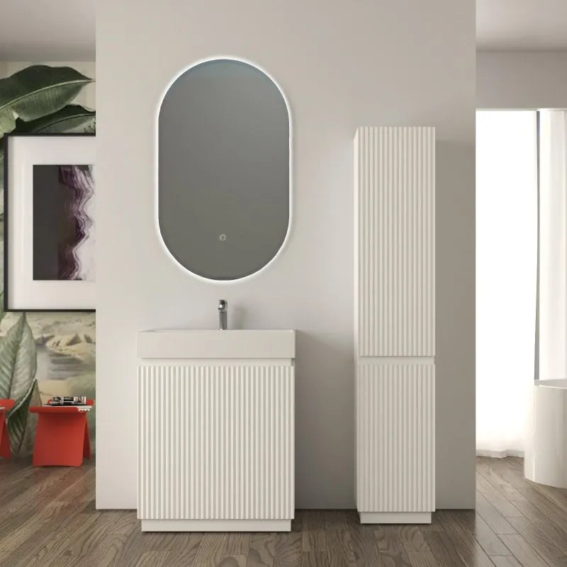 Mobile da bagno sottolavabo Cortina L70 X P45 X H 79cm cannettato, bianco opaco