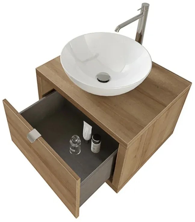 Mobile bagno sospeso 60 cm rovere miele Master lavabo 40 e specchio