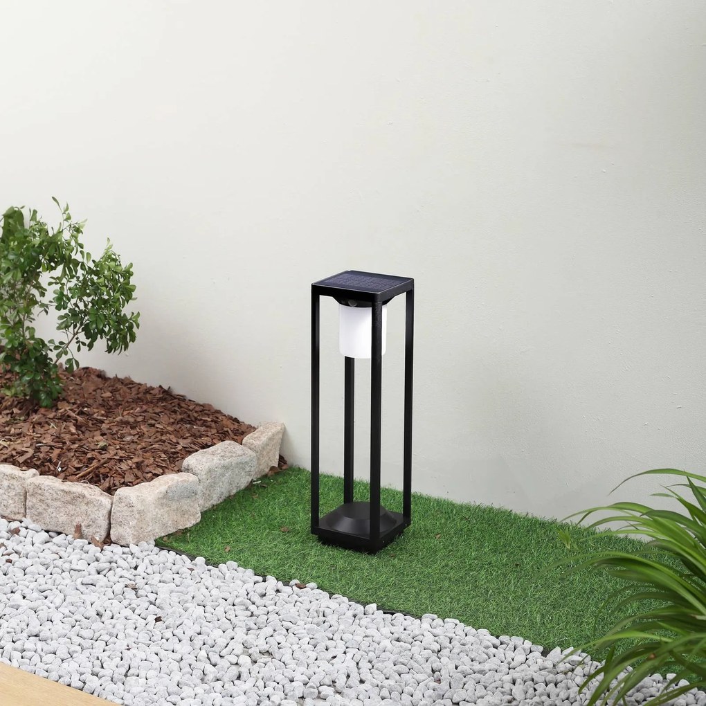Lucande Lampada solare a LED per vialetto Nilea, 50 cm, nera, sensore Nilea, Nero, Alluminio, Moderno, Lampade solari