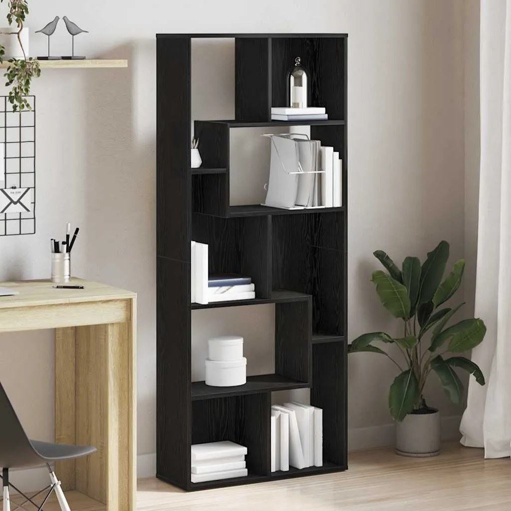 Libreria Rovere Nero 67x24x161 Cm İn Legno Multistrato /