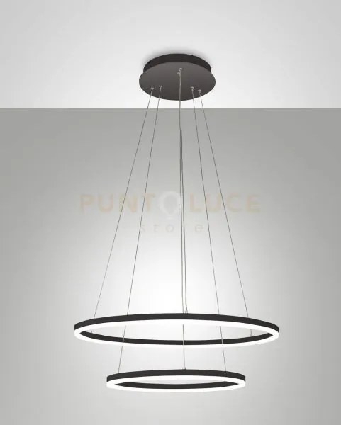 Giotto sospensione 2 luci nera d.60+d.40cm a led 3000k - 52w - 5320...
