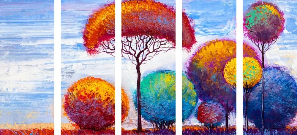 Quadri 5 pezzi – Foresta autunnale