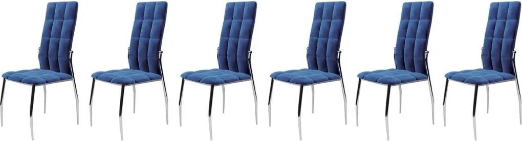 Set di 6 sedie K416 in velluto blu navy