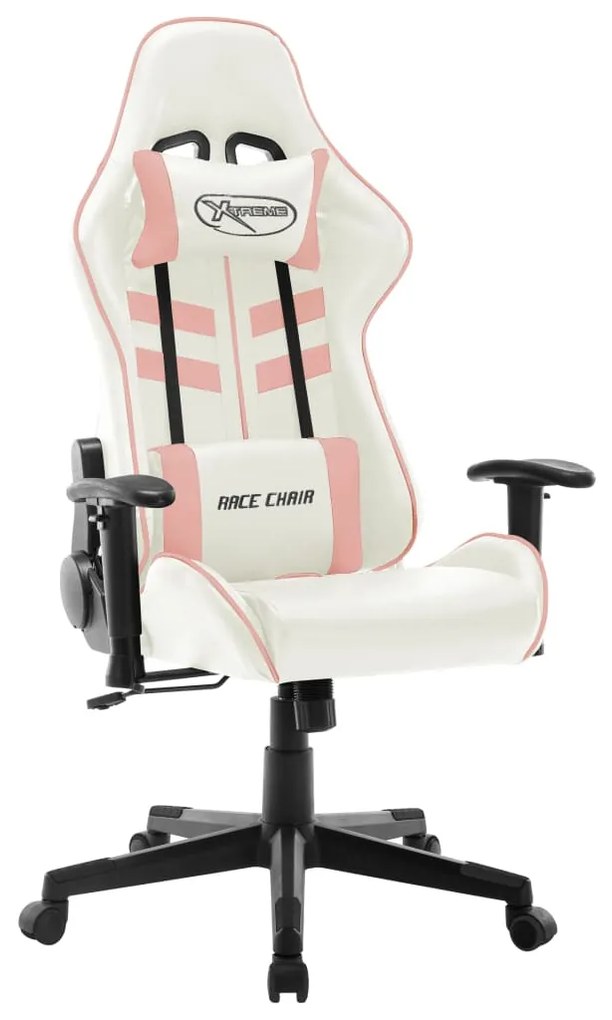 Sedia da gaming bianca e rosa in similpelle