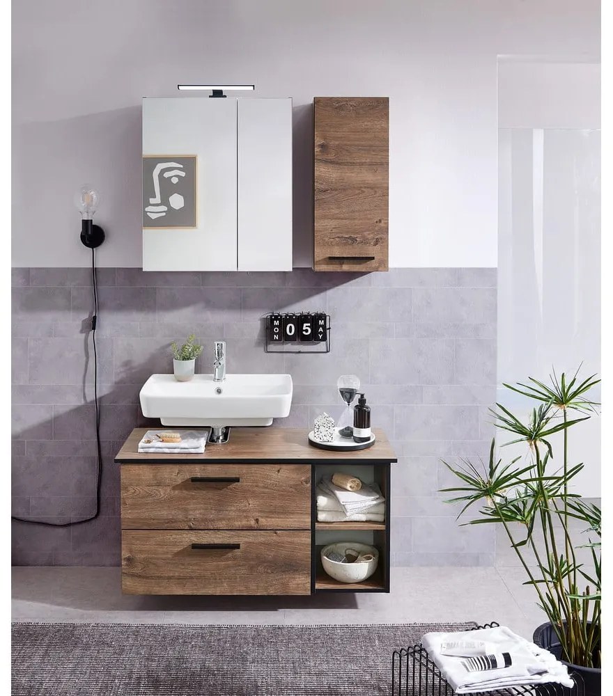 Mobile bagno basso marrone in rovere 30x51 cm Set 374 - Pelipal