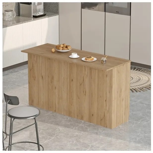 Isola Centrale Cucina 160 Cm Con Ante E Ripiani Dorian Rovere Effetto Legno