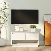 Mobile Porta TV Bianco 74x34x40 cm in Legno Massello di Pino 813840