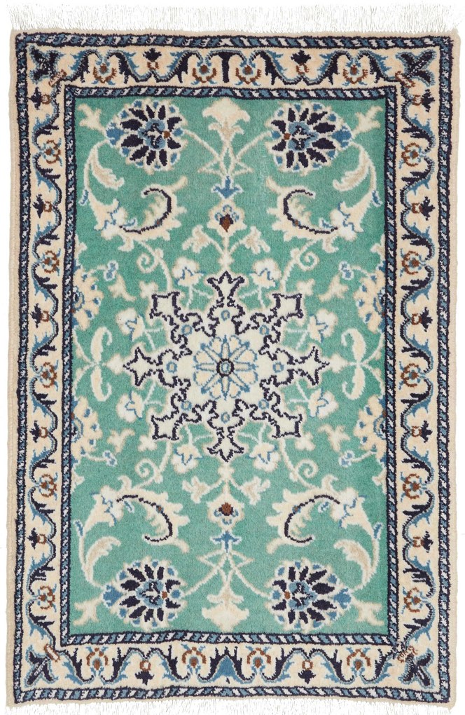 Nain Tappeto persiano 60 x 90 Verde (Iran) Annodato A Mano