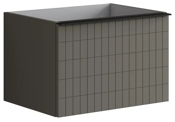 Mobile da bagno sospeso sotto lavabo L 60 x H 40 x P 45.5 cm grigio laccato opaco, 2 cassetti Pixel grid