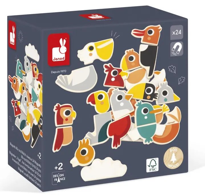 Magneti in legno - Uccellini - 24 pz