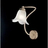 Applique 1 Luce Ferro Battuto Avorio e Oro Vetro Bianco Serie Alice