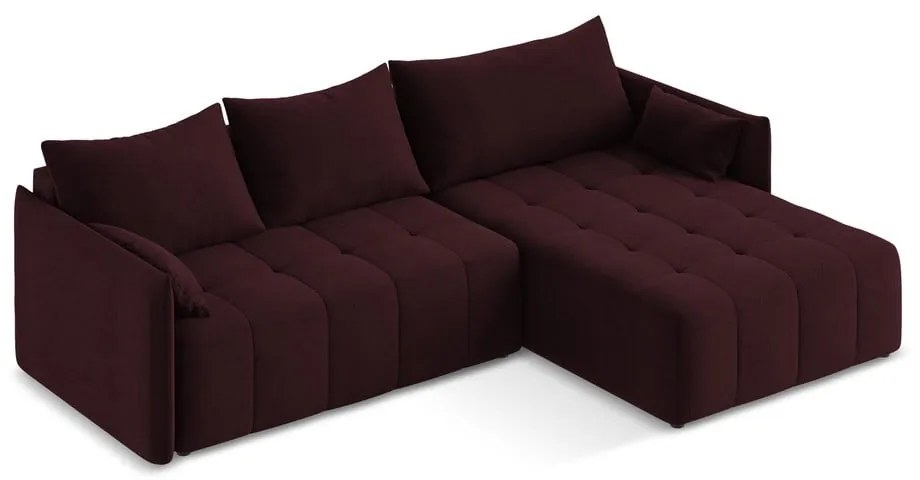 Divano angolare burgundy allungabile/con contenitore (con penisola a destra/con chaise lounge) Moku – Makamii