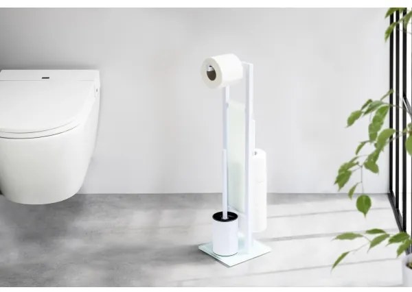 WENKO 21565100 - Scopino per WC RIVALTA 18x70 cm bianco/nero