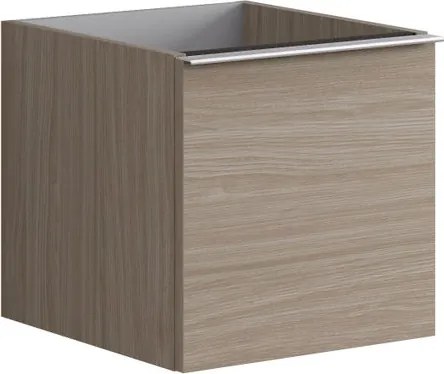 Cassettiera Pixel con 1 cassetto frontale Plain olmo Rousseau e maniglia alluminio brillante ante L.40 H.40 P.45,5 cm.