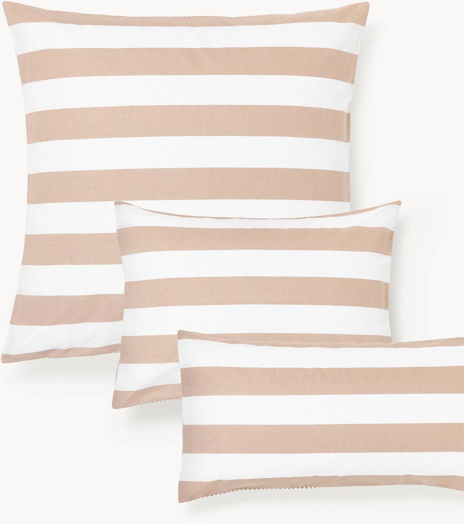 Federa reversibile in cotone a righe Lorena