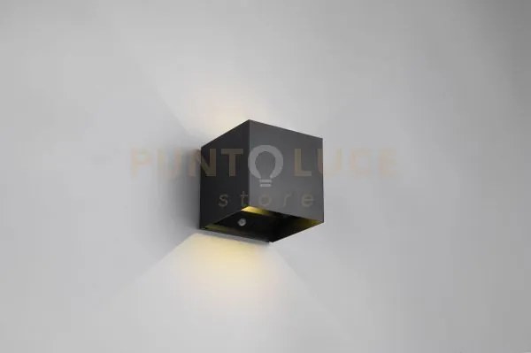 Talent applique led 1w 100lm, 3000k da esterno quadrata nera ricari...