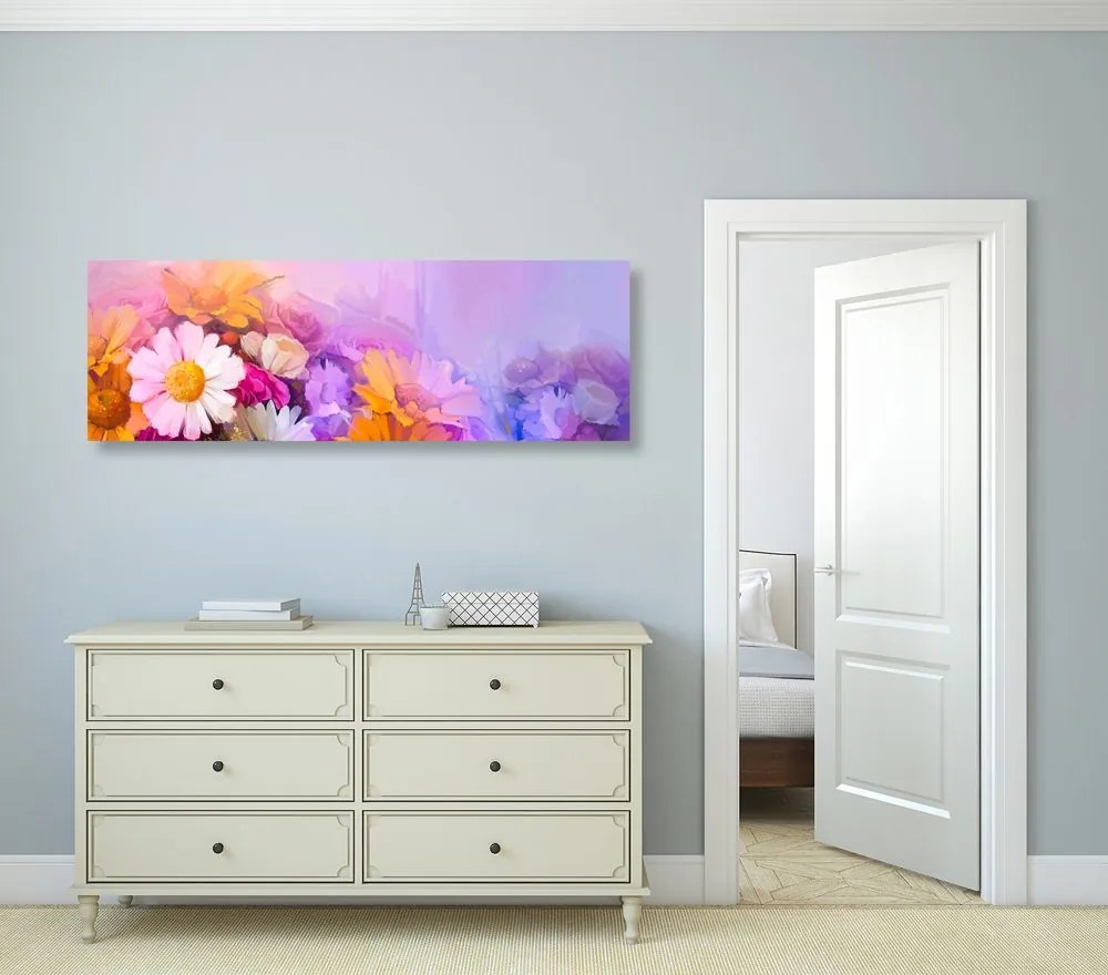 Quadro su tela – Dipinto a olio di fiori variopinti