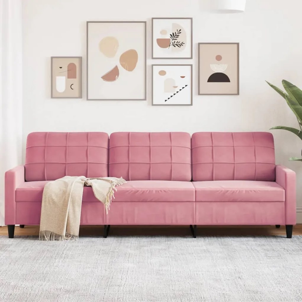 Divano A 3 Posti Rosa 210 Cm İn Velluto /