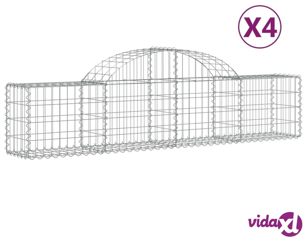 vidaXL Cesti Gabbioni ad Arco 4 pz 200x30x40/60 cm Ferro Zincato