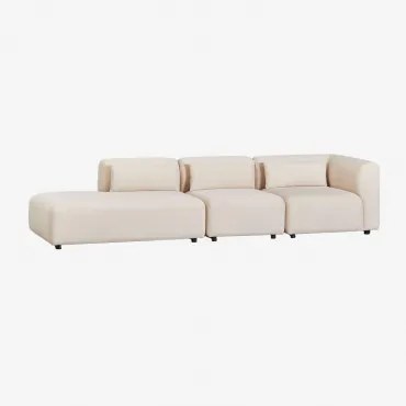 Divano Angolare Modulare In 3 Pezzi Fogler Con Chaise Lounge Velluto A Coste Beige Lin - Sklum