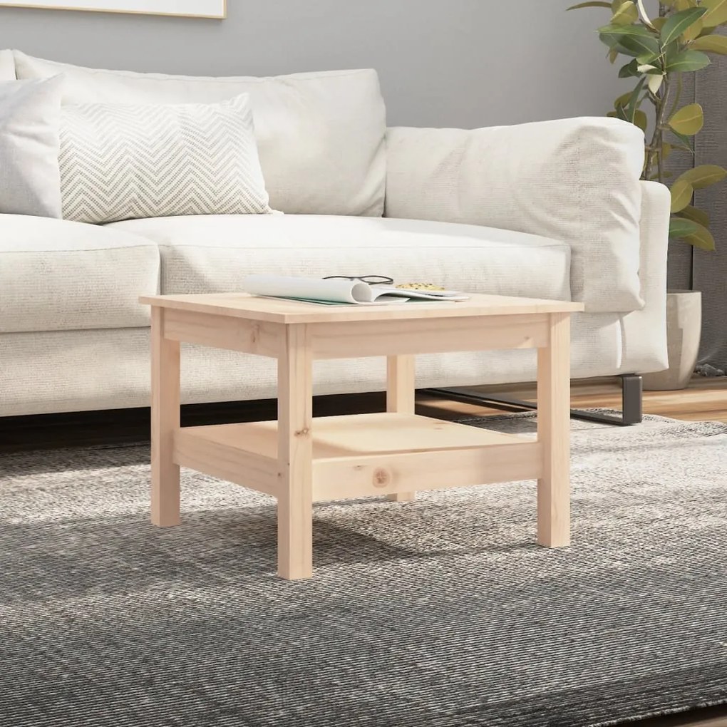 Tavolino Da Salotto 55x55x40 Cm Legno Massello Di Pino /
