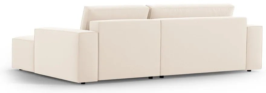 Divano angolare beige allungabile/con contenitore (con penisola a destra/con chaise lounge) con rivestimento in velluto Jodie – Micadoni