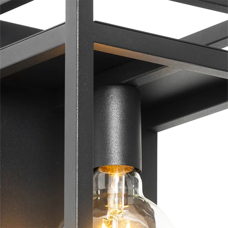 Applique da parete industriale nera con mensola - Cage Rack