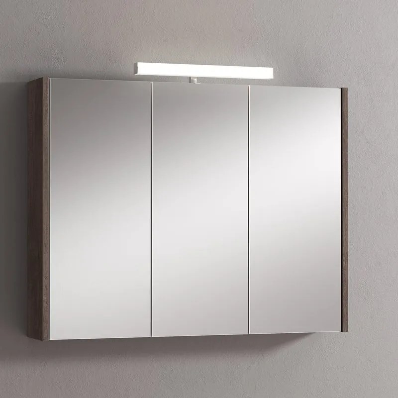 Pensile con luce Akira rovere scuro L 90 x H 70 x P 15.5 cm