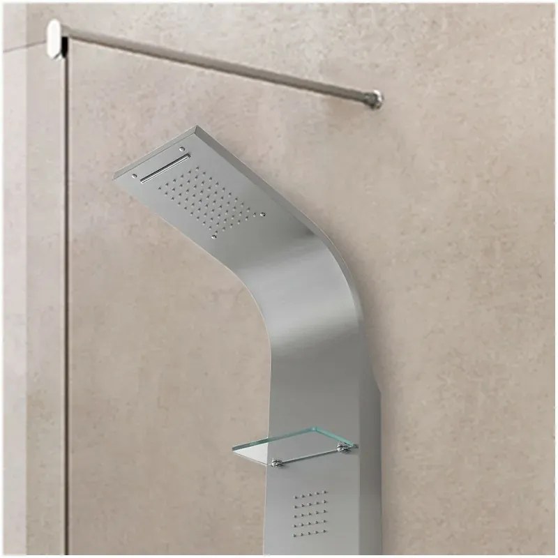 Pannello doccia idromassaggio in acciaio inox satinato con doccetta