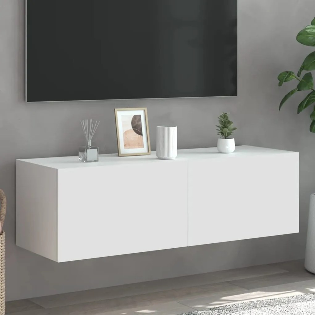 Mobile Tv A Parete Con Luci Led Bianco 100x35x31 Cm /